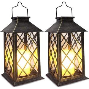 Solar Lantern,Outdoor Garden Hanging Lanterns,2 Pack 14 Inch Lasts 3X Longer